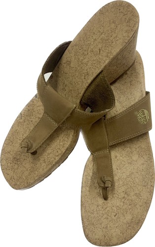 Sandali slip on perizoma Timberland donna marrone chiaro in pelle zeppa sughero taglia 10M