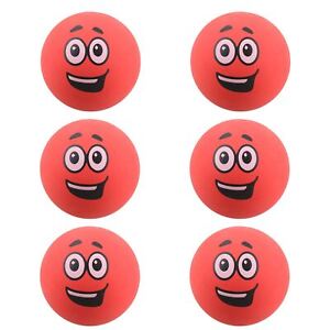 6x 6cm Red Funny Face Super Bouncy Rubber Balls for Cats Puppy Dog Toys