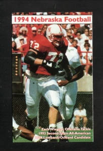 Nebraska Cornhuskers--Zach Wiegert--Horario de bolsillo de fútbol de 1994--Lincoln - Imagen 1 de 1