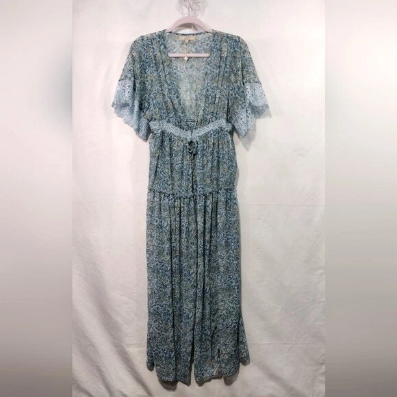 NUEVO Vestido Kimono Boho Floral Chelsea y Violeta Para Mujer S Verde Cottagecore Foto 1 de 4