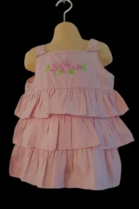 Sandra Darren Embroidered Pink Ruffle Layers Sleeveless Top sz 5 Cotton * Rose - Picture 1 of 4