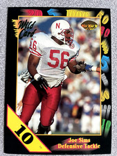 1991 Wild Card Draft Joe Sims 10 Stripe Parallel Card #114 Nebraska