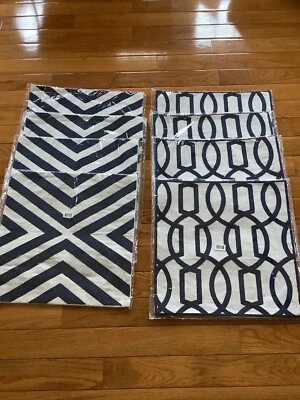 Fundas de almohada decorativas de lona diseño geométrico azul y blanco 8 piezas NUEVAS Foto 1 de 4