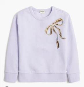 J.Crew Crewcuts Factory Girls sz M ( 8-9) sequin bow sweatshirt light purple - Picture 1 of 10