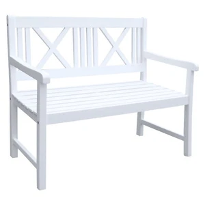 Gartenbank Holzbank Gartenmöbel 2-Sitzer white washed Eukalyptus FSC 100% Bank - Bild 1 von 4