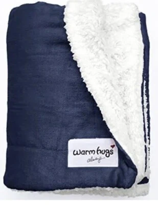 Warm HUGS Always Compassion Blanket - Cozy Blue Sherpa Fleece Throw Blanket for - Image 1 of 3
