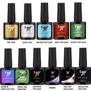 SGP TOP BASE PRIMER NAIL GLUE For UV LED Soak Off Gel Nail Polish Gels Colours