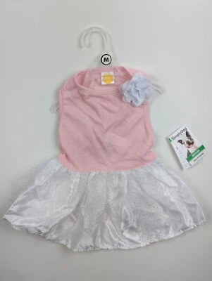 Simply Dog Pink Dress with White Flower w Glittery Dots on White Lace MEDIUM - Image 1 of 4