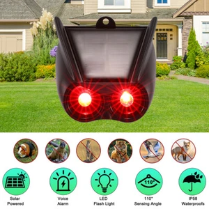 Solar Outdoor Motion Sensor Alarm Wild Animal Repeller RED LED Flashing Predator - Picture 1 of 16