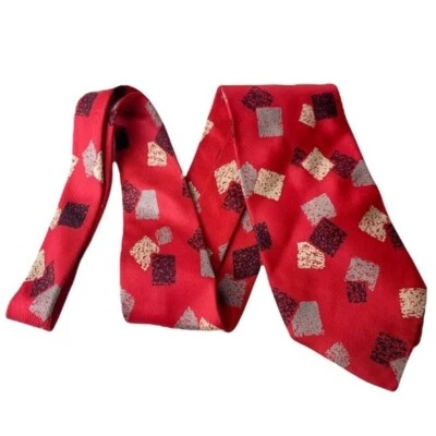 Corbata Paco Rabanne Roja Geométrica París Hecha en Italia Toda Seda Para Hombre Corbata Foto 1 de 4