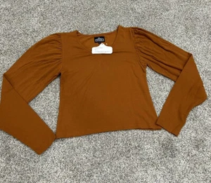 NWT Angie Women’s Long Sleeve Small Sweater Puff Sleeve Orange Q3 - Picture 1 of 8
