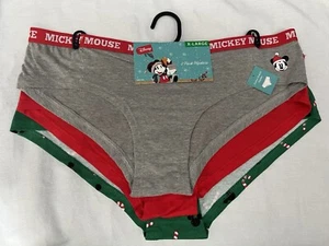 NEW Disney MICKEY MOUSE Christmas Cotton Stretch Hipster 3 Pack Women’s Size XL - Picture 1 of 6