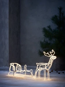LED Rentier mit Schlitten 11m Lichtschlauch innen & außen 170 x 63cm 288 LED - Bild 1 von 5