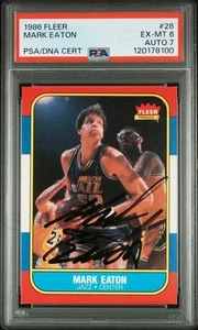 1986 Fleer Basketball AUTOGRAPH Mark Eaton Signed RC #28 PSA 6 PSA/DNA Auto. 7 - Picture 1 of 2