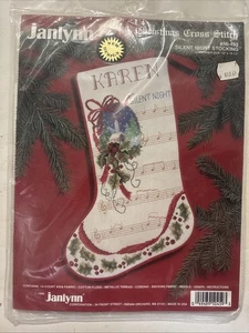 Janlynn Counted Cross Stitch Christmas Silent Night Stocking Kit New 10" x 15.5" - Picture 1 of 4