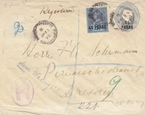 Levante: letter - registered 1898 to Dresden - no Watermark - Bild 1 von 2