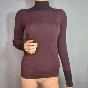 Suéter AKRIS PUNTO Acanalado Cuello Simulado LS Borgoña Negro Para Mujer Talla US 6 UK 10 - Imagen 1 de 21