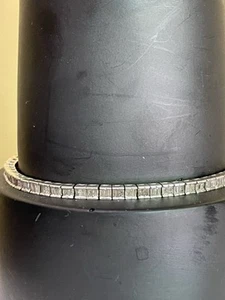 Vintage Sterling Silver Diamond Set Bracelet-19cm Length - Picture 1 of 9