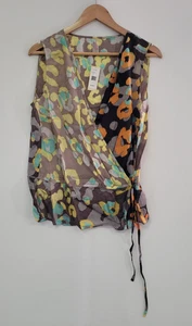 NWT Oonagh Nanette Lepore 100% Silk Peplum Blouse Womens SZ L $178 - Picture 1 of 6