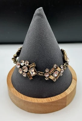 J TEAM ССЫЛКА БРАСЛЕТ ПРОЗРАЧНЫЙ И БРОНЗОВЫЕ СТРАЗЫ 7 ДЮЙМОВ - ПОДПИСАННЫЙ - Изображение 1 из 4