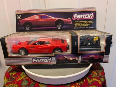 New Bright Ferrari Testarossa RC Car 10" Vintage  1988  - Image 1 of 3