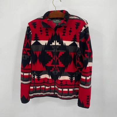 VTG LRL Lauren Ralph Womens L Fleece Jacket Southwest Indian Aztec Full Zip - Image 1 of 4