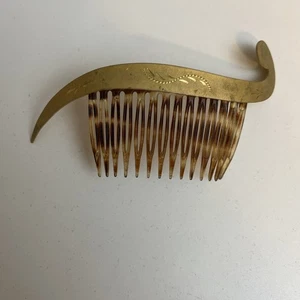 Vintage Schildpatt Zelluloid gewellt goldfarben Haarkamm - Bild 1 von 5