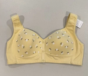 NEW Daisy Bra Womens XL Yellow Floral Front Snap Wireless Stretch Comfort - Bild 1 von 8