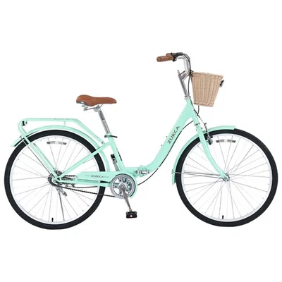 26 Inch Single Speed Folding Lady Bike with Durable Steel Frame - Green - Image 1 of 4