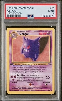 1999 POKEMON FOSSIL 1ST ED #20 GENGAR PSA 9 - Image 1 of 2