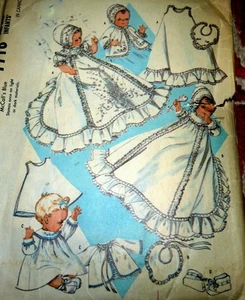*LOVELY VTG 1950s Embroidered INFANT CHRISTENING WARDROBE Sewing Pattern - Picture 1 of 2