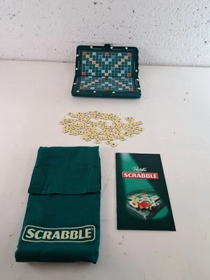 Travel Pocket Scrabble Board Game Mattel Hard Case Magnetic Tiles + Manual  - Image 1 of 4