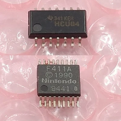 Nintendo SNES (F411A, 74HCU04) CIC reset circuit authentic replacement chips set - Image 1 of 3