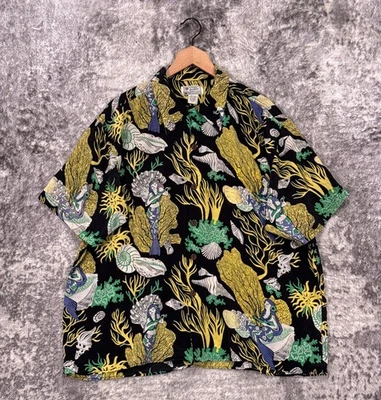 Camisa Hawaiana Avanti XXL De Colección Para Hombres Seda Coral Arrecife Sirena Pez Foto 1 de 4