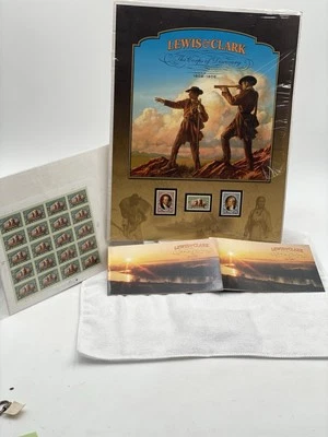 VTG, LEWIS & CLARK CORPS OF DISCOVERY RARE PRINT WITH STAMPS 2004 and 2 books. - Image 1 of 4