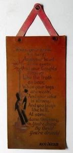 Antik 1000 Inseln Souvenir Deko Leder Neuheit Hänger Sind Sie betrunken? - Bild 1 von 4