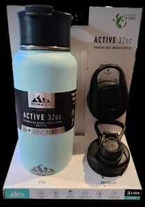 HYDRAPEAK ACTIVE 32oz STAINLESS STEEL INSULATED BOTTLE 3 LIDS w/STRAW ALPINE - Picture 1 of 6