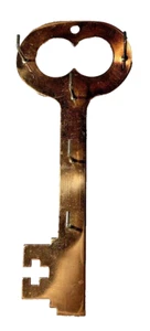 Copper Toned Metal Key Shaped Key Ring Holder~ Wall Hanging~5 Hooks ~Vtg `Japan - Bild 1 von 6