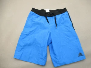 ADIDAS Size M Boy Blue Stretch Waist Pocket Drawstring Lined Swimming Shorts 822 - Picture 1 of 6