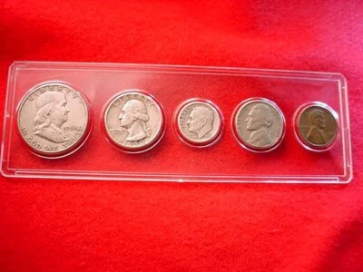 FILADELFIA 1950 5 MONEDAS CONJUNTO COMO NUEVO 90% PLATA FECHA CLAVE MONEDAS--¡GRANDES MONEDAS!    #40 Foto 1 de 4