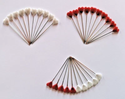 MARKENLOS 50 lange Nadeln Stecknadeln Quiltnadeln Schwesternnadeln Perlkopf Herz Herzkopf