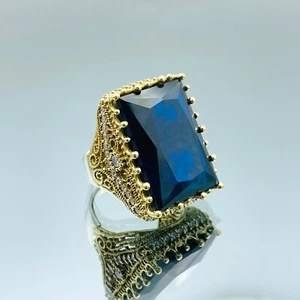 Women's Simulated Sapphire 925 Sterling Silver Ring Handmade Gift Her Fashion - Picture 1 of 10