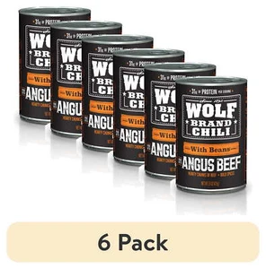 (6 Pack) Wolf Brand Angus with Beans Chili 15 Oz.  Angus Beef and Beans - Picture 1 of 11