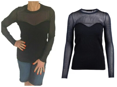 Топ Isabel Marant из черной шерстяной смеси вязаный милый сетчатый с длинным рукавом 38 S - Изображение 1 из 4