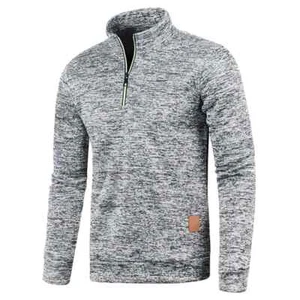 GREY Men Sweatshirts Spring Thicker Pullover Half Zipper Pullover for Male Hoody - Picture 1 of 11
