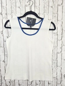 Ming Wang White Tank Top Size S blue Trim NWT - Picture 1 of 4