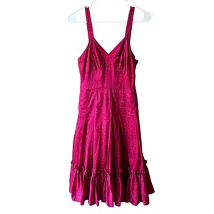 Marc Jacobs Women’s Flare Dress Size 4 Burgundy Purple Spring Sleeveless Ruffle - Picture 1 of 13