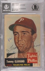1953 Topps Tommy Glaviano (Bio Information is White) BAS Certified BGS Encased