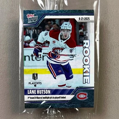 2024-25 NHL Topps NOW Sticker #164 LANE HUTSON (Rookie) BLUE ICE #/10 Canadiens - Image 1 of 4