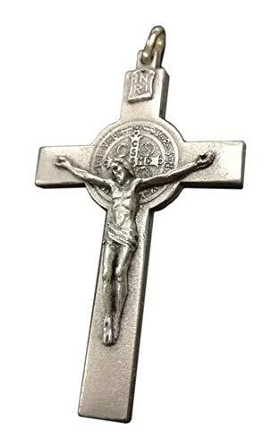 Eurofusioni Pendente Crocefisso San Benedetto Placcato Argento - H 7 cm (m4N) - Immagine 1 di 1